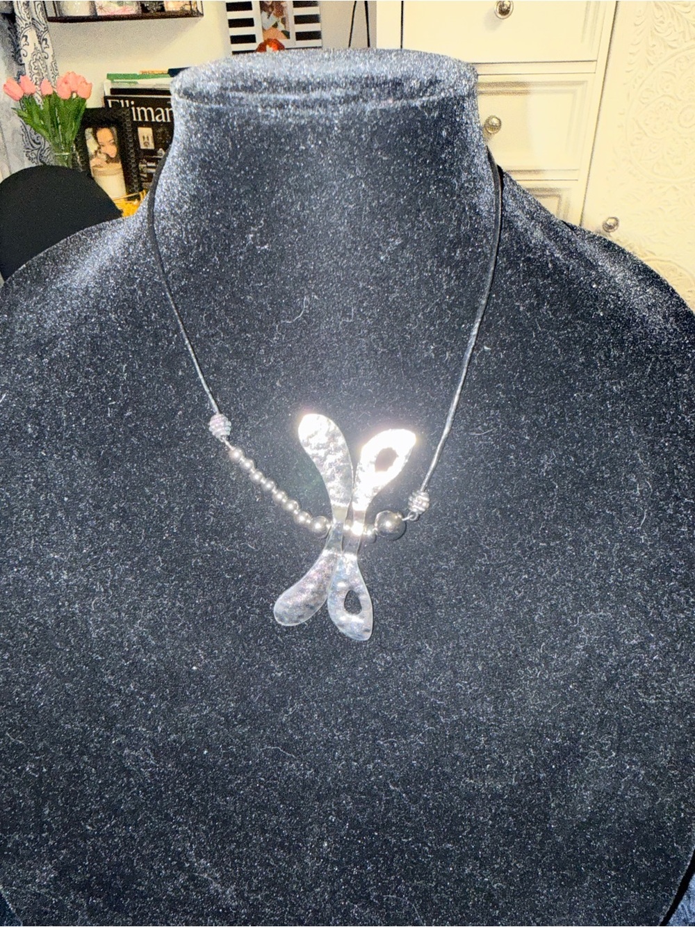 Handmade Silver-Tone Dragonfly Pendant Necklace - Women's Jewelry